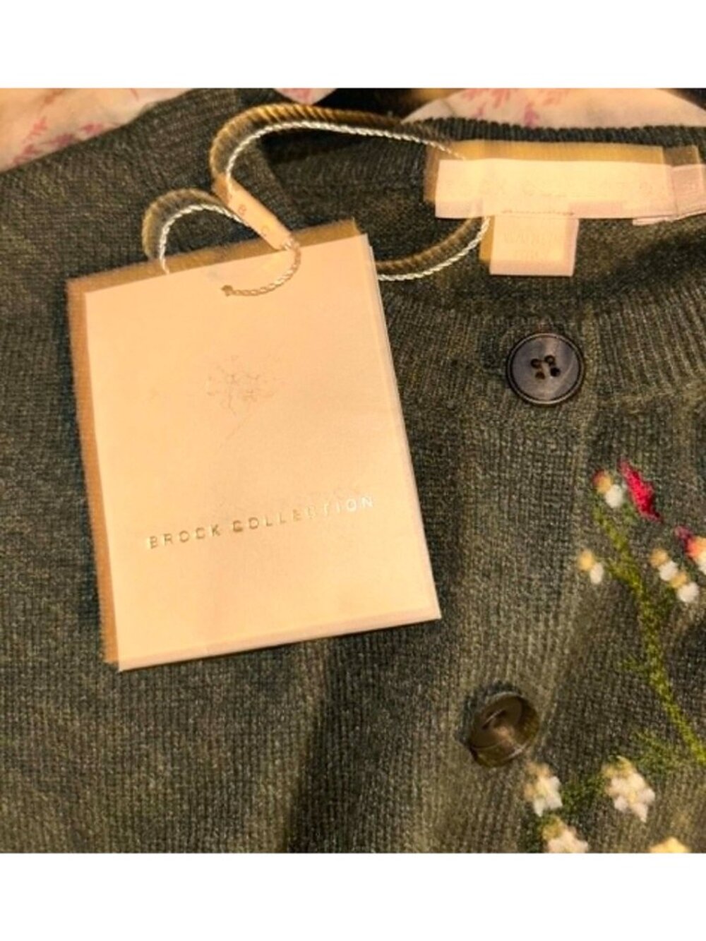 NWT $1330 Cashmere Blend Brock Collection Wool Belted Sweater Cardgan Olive Size - Picture 5 of 6